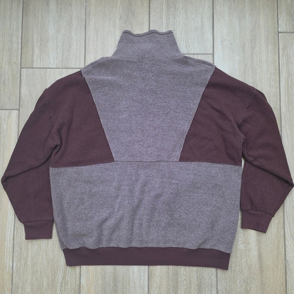 BKE Sherpa Quarter Zip Pullover Men XL Red Brown Colorblock Utility Fleece - Picture 11 of 11